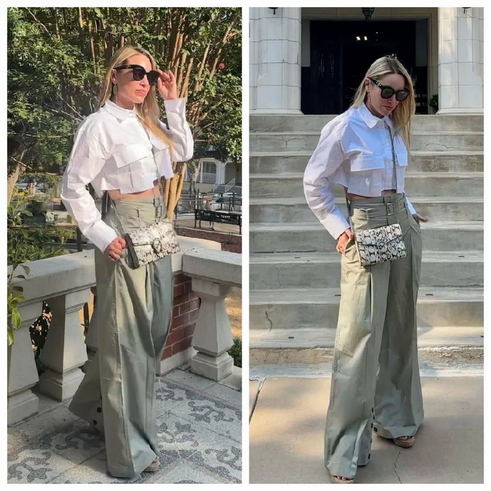 Zara Belted Wide Pants Size XS
